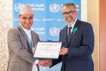सूर्तीजन्य पदार्थ नियन्त्रणमा योगदान पुर्‍याएको भन्दै डब्लूएचओद्वारा नेपाल पुरस्कृत