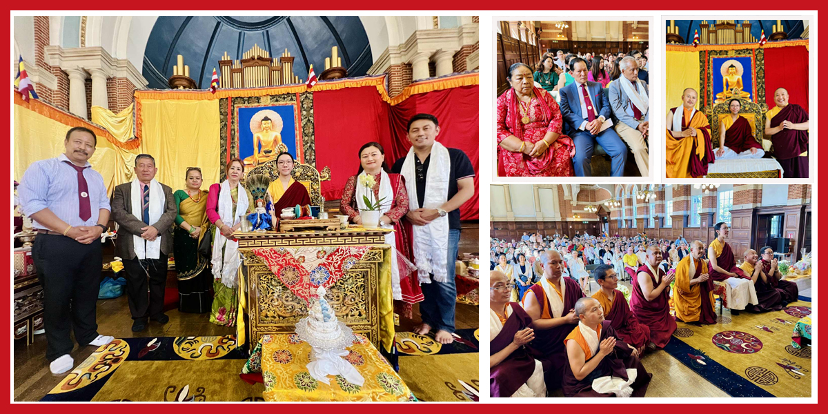 बुद्धिस्ट गुम्बा रेडिङ यूकेमा प्रसिद्ध गुरुबाट बुद्ध शिक्षा प्रवचन र अभिषेक प्रदान कार्यक्रम सम्पन्न