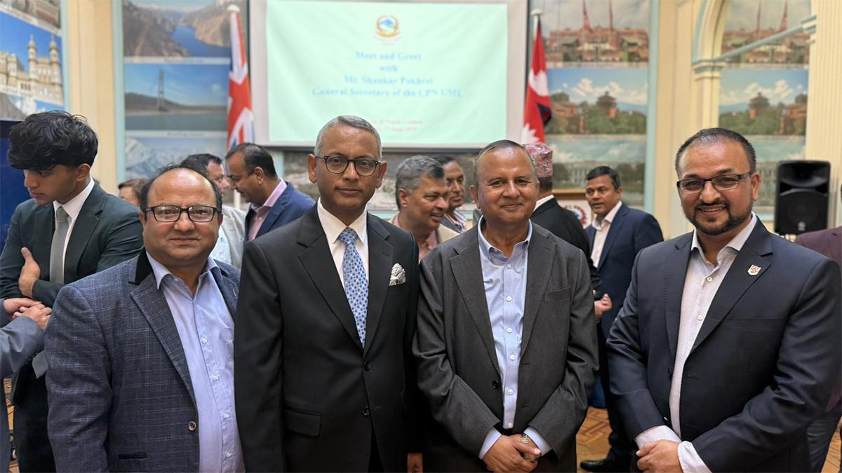 पूर्वमुख्यमन्त्री पोखरेललाई नेपाली दूतावास लन्डनमा स्वागत तथा सम्मान